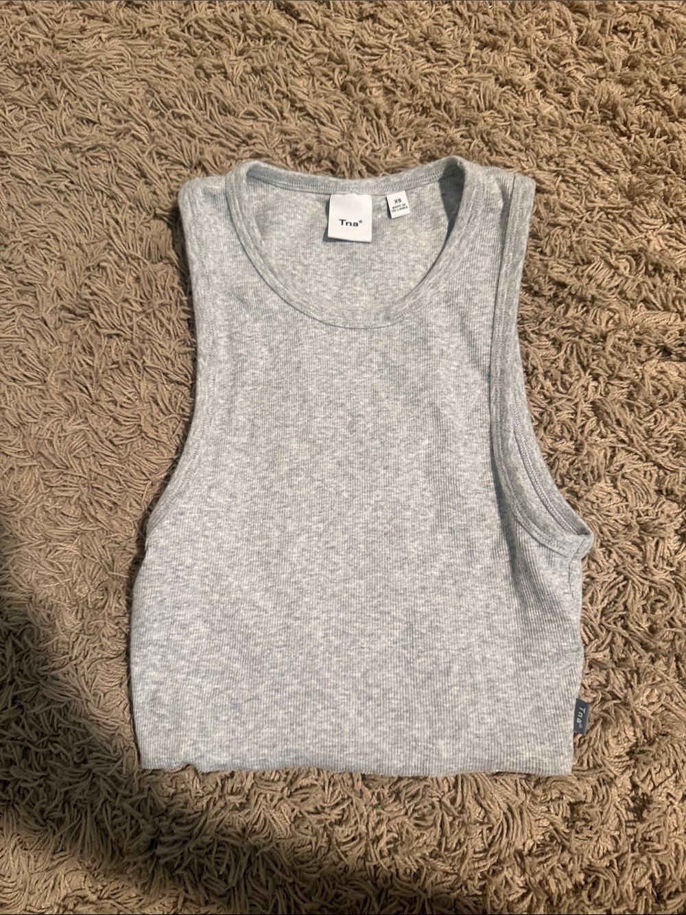 Aritzia TNA light grey high neck ribbed tank top
